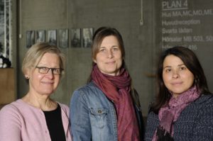 Bild på Cecilia Wadensjö, Hanna Sofia Rehnberg och Zoe Nikolaidou. Foto: Anna Hartvig.